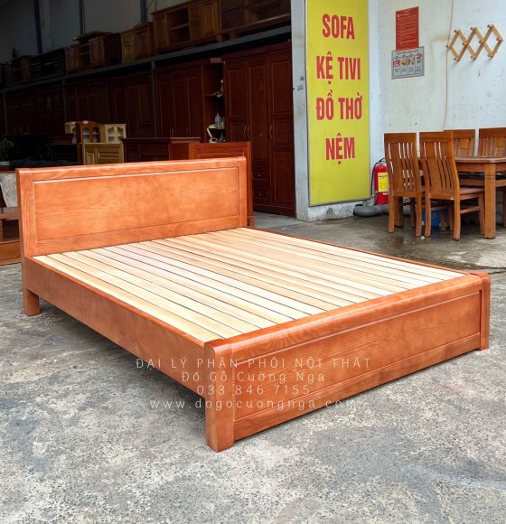 Giường Gỗ Sồi Nga 1m2 Giá Rẻ Đơn Giản Màu Xoan 