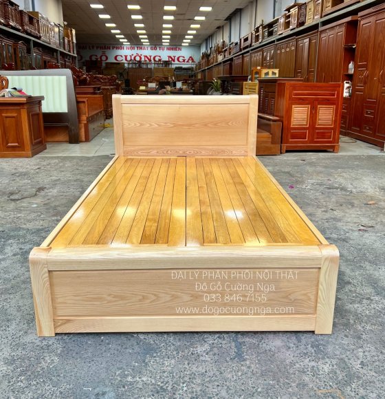 Giường Ngủ Gỗ Sồi Nga 1m2x2m Vạt Phản - Trơn