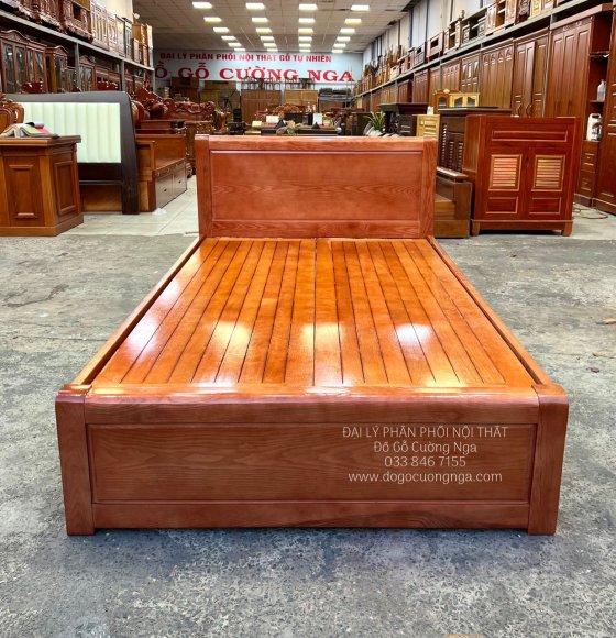 Giường Đơn Gỗ Sồi Nga 1m2x2m Vạt Phản Màu Xoan Đẹp