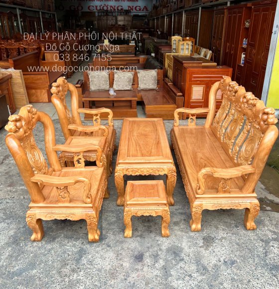 Bàn Ghế Salon Gỗ Gõ Đỏ Tay 10 - Phú Lộc Thọ
