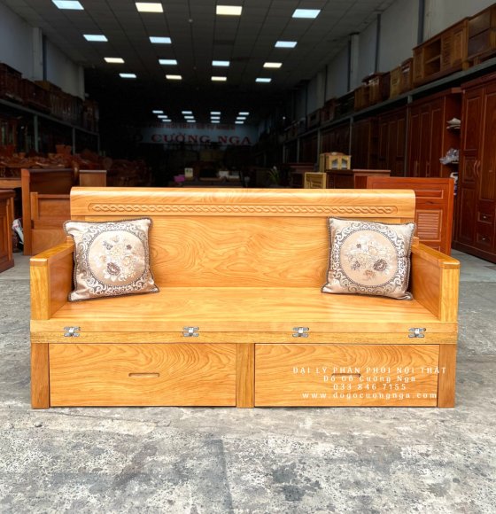 Giường Gấp Gỗ Gõ Đỏ Cao Cấp  2 Ngăn Kéo - 1m2x1m9