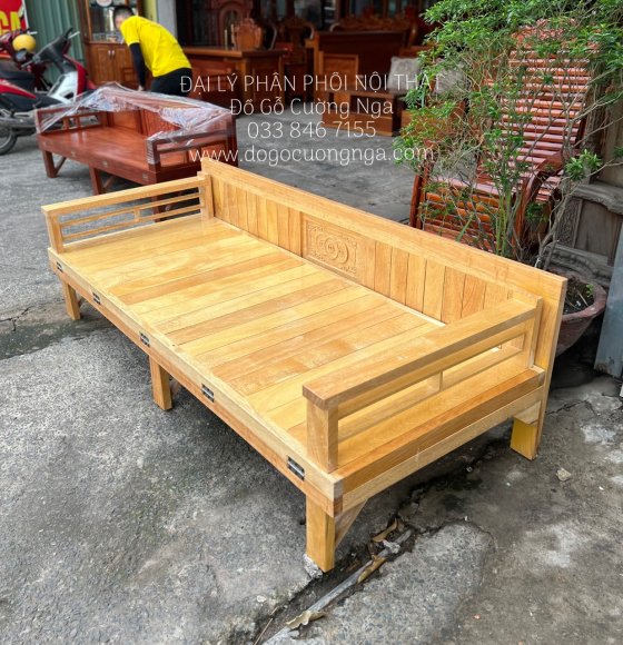 Giường gấp gỗ - sofa giường gấp gỗ sồi 1m6x2m 