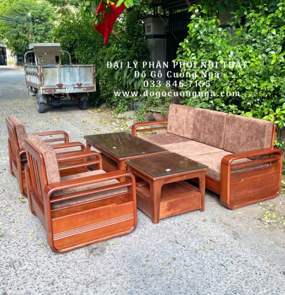 Ghế Sofa Gỗ Xoan Đào Hiện Đại Kiểu Hàn Quốc Kèm Nệm 