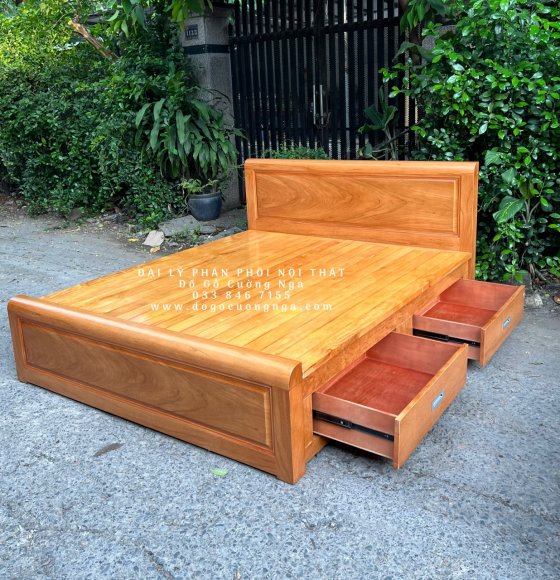 Giường Ngăn Kéo Gỗ Gõ Đỏ Phản Thưa Giá Rẻ