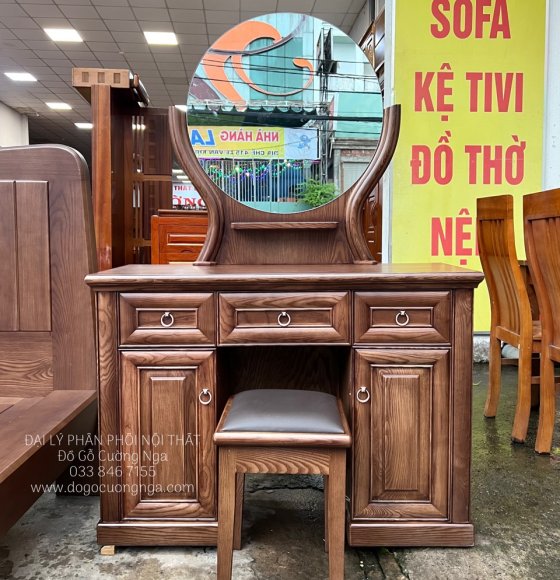 Bàn Trang Điểm Gỗ Sồi Nga 1m1 Hiện Đại