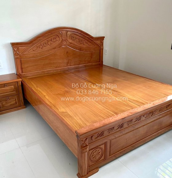Giường Gỗ Đinh Hương Hoa Lá Tây Phản Liền
