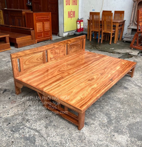 Giường Gấp Gỗ Hương Xám 1m2x1m9 Mặt Liền 