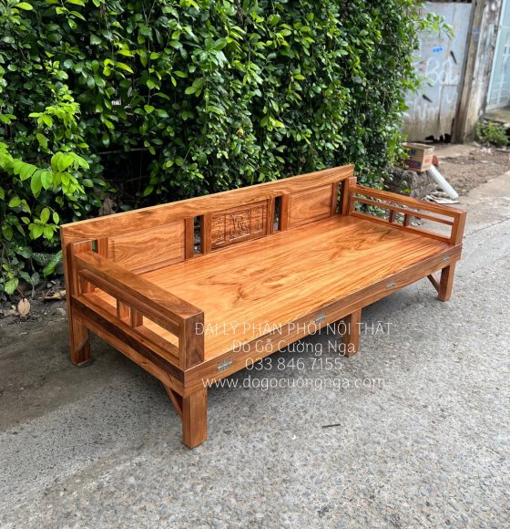 Ghế Giường Gỗ Hương Xám Cao Cấp 1m6x2m Hiện Đại 