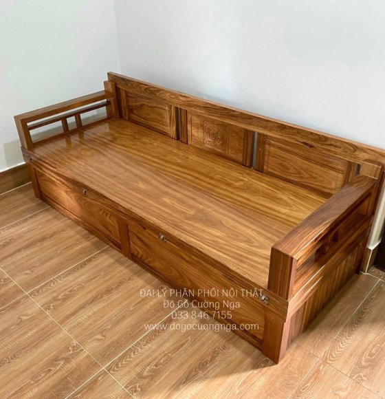 Giường Gấp Gỗ Hương Xám Thông Minh 2 Ngăn Kéo 1m2x1m9 