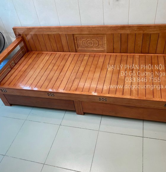 Giường Gấp Ô Kéo Gỗ Sồi 1m2x1m9 