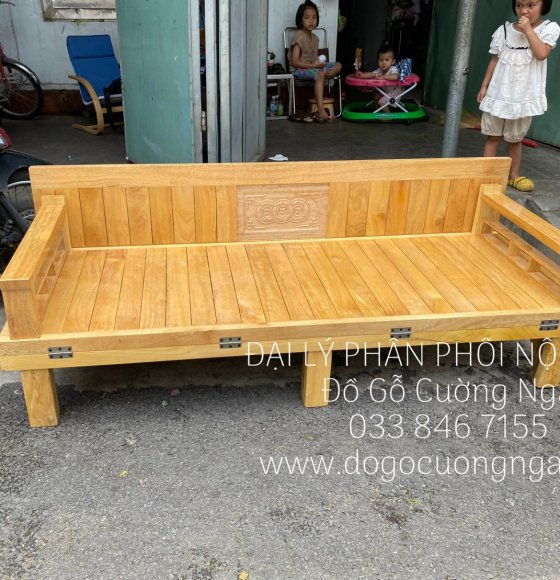 Ghế gấp thành giường gỗ sồi 1m4x1m9 - màu tự nhiên 