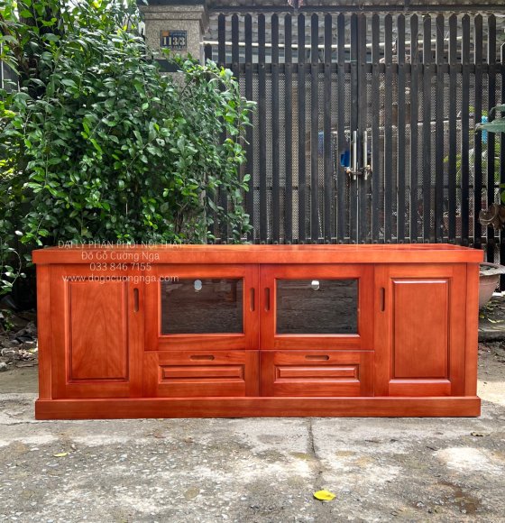 Kệ Tivi Gỗ Xoan Đào Cánh Kính Hiện Đại 1m8 Thiết Kế Mới Nhất 