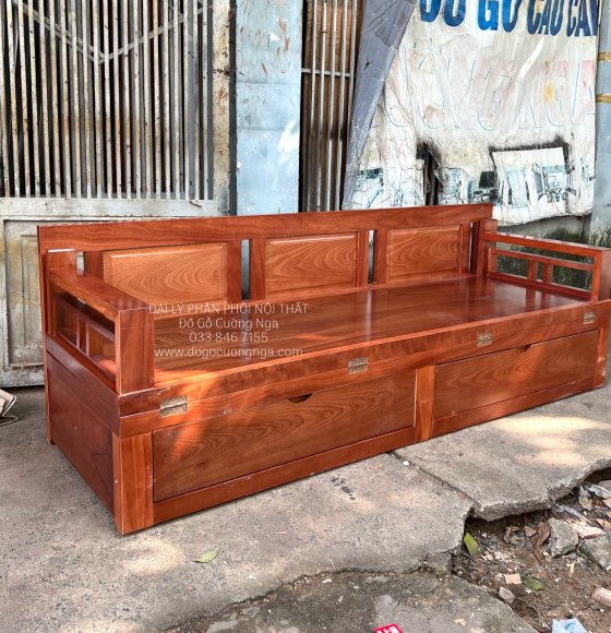 Giường Gấp Gỗ Xoan Đào 2 Ngăn Kéo Hiện Đại Đơn Giản