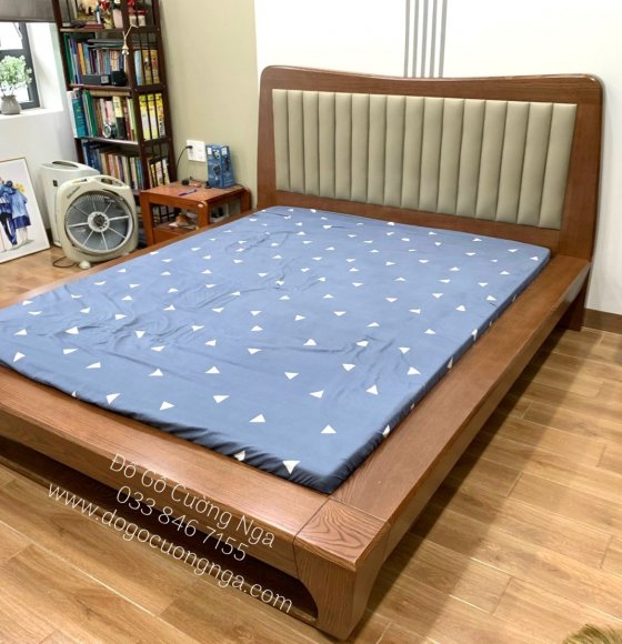 Giường Ngủ Kiểu Nhật Chân Quỳ Gỗ Sồi Nga Bọc Nệm Hiện Đại 