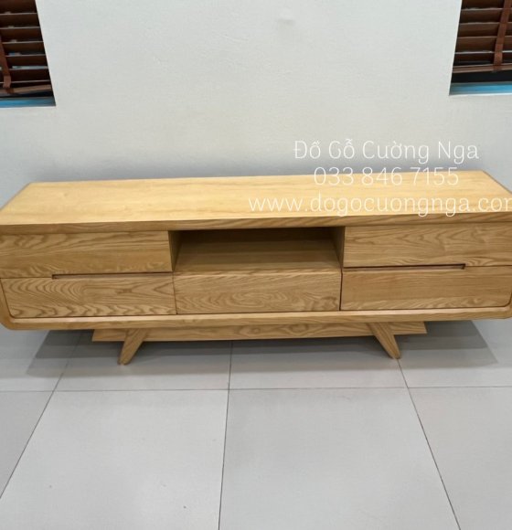 Kệ Tivi Gỗ Sồi Nga Hiện Đại Chân Vát Bo Cạnh Đẹp Hiện Đại 