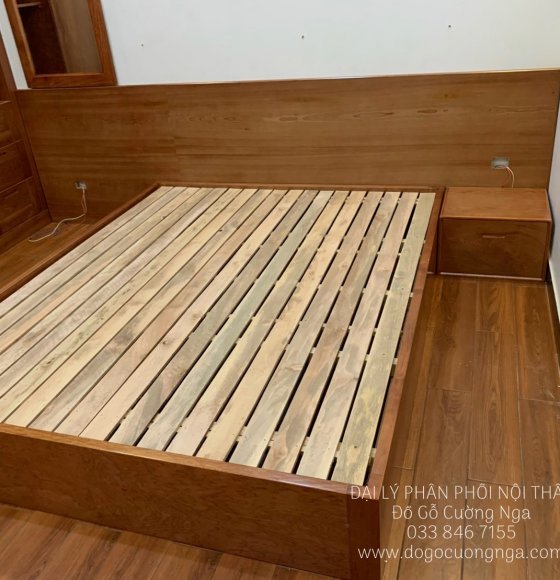 Giường Gỗ Xoan Đào Kiểu Nhật 3 Vai Hiện Đại Giá Rẻ 