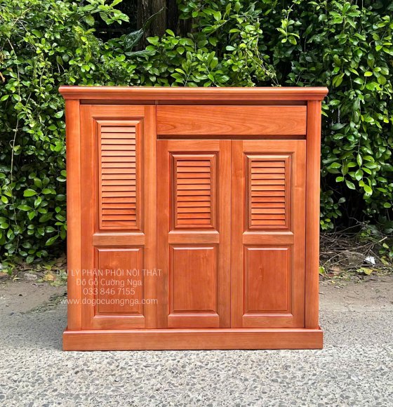 Tủ Giày Dép Gỗ Xoan Đào 3 Cánh Lá Sách Hiện Đại 