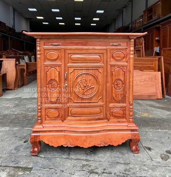 Tủ Thờ Gỗ Hương Đá Cao Cấp 1m27 Trạm Tâm Phúc Đức 