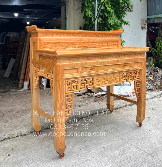 Bàn Thờ 2 Tầng Gỗ Gõ Đỏ 1m53 Cao Cấp Thiết Kế Phong Thủy