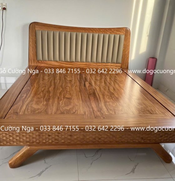 Giường Ngủ Gỗ Hương Xám Kiểu Nhật Chân Sang Trọng 