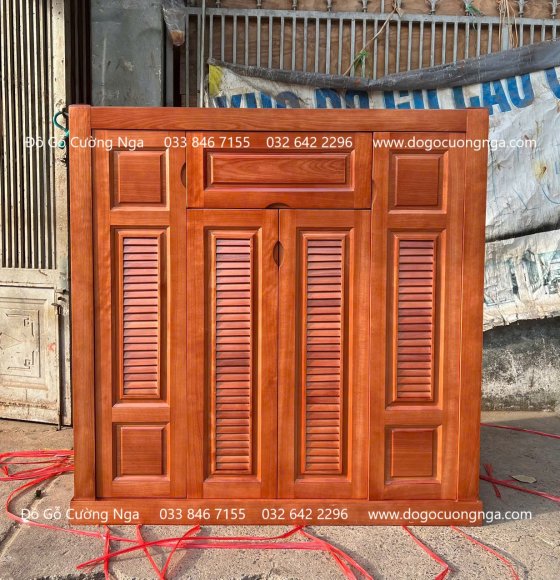 Tủ Giày Gỗ Xoan Đào 4 Cánh Dài 1m2 Thiết Kế Hiện Đại 