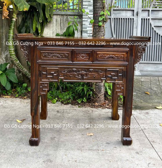 Bàn Thờ Một Tầng Gỗ Muồng Trạm Sen Hiện Đại 
