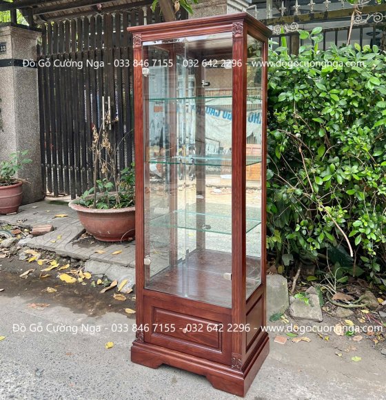 Tủ Rượu Gỗ Sồi Nga Lau Màu Óc Chó Nâu Hiện Đa Vuông 65cm 