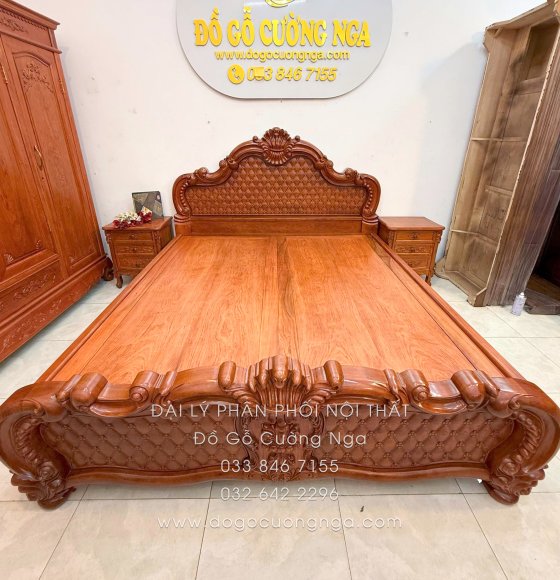 Giường Ngủ Gỗ Hương Đá - Phản Liền Tân Cổ Điển