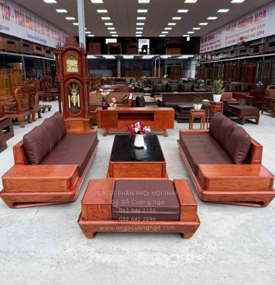Bộ Sofa Gỗ Hương Đá Đối Xứng Cao Cấp – Sang Trọng, Đẳng Cấp