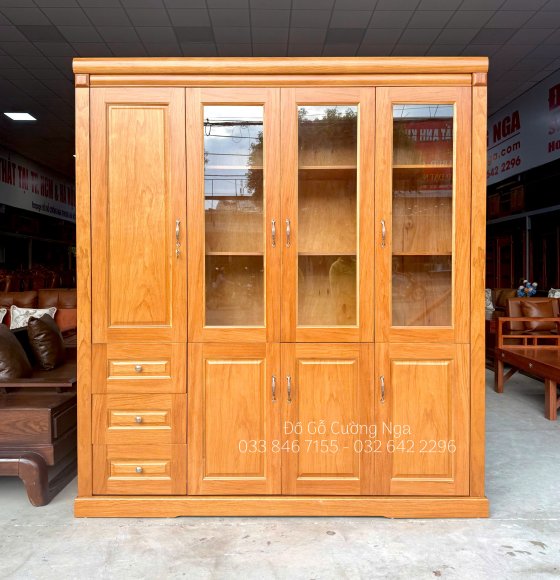 Tủ Hồ Sơ Gỗ Gõ Đỏ 4 Cánh Mở Dài 1m9 – Giải Pháp Lưu Trữ Sang Trọng