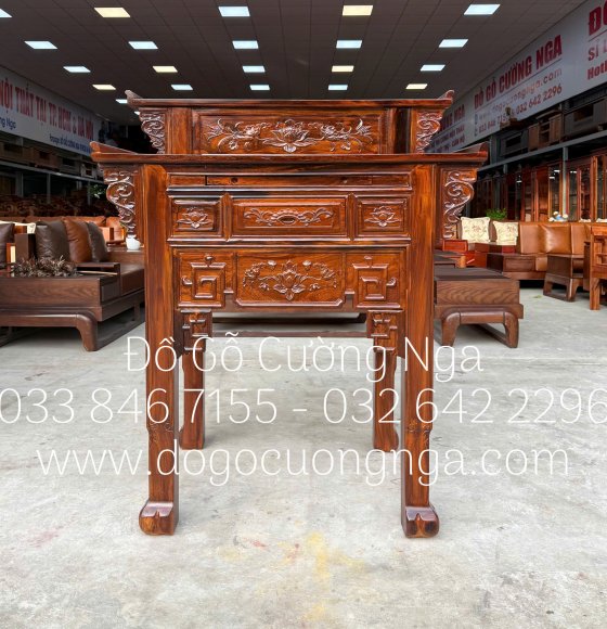 Bàn Thờ 2 Tầng Gỗ Muồng 1m07 – Trang Nghiêm