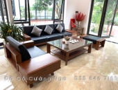 Báo giá bộ bàn ghế sofa gỗ sồi nga màu óc chó hiện đại 2021